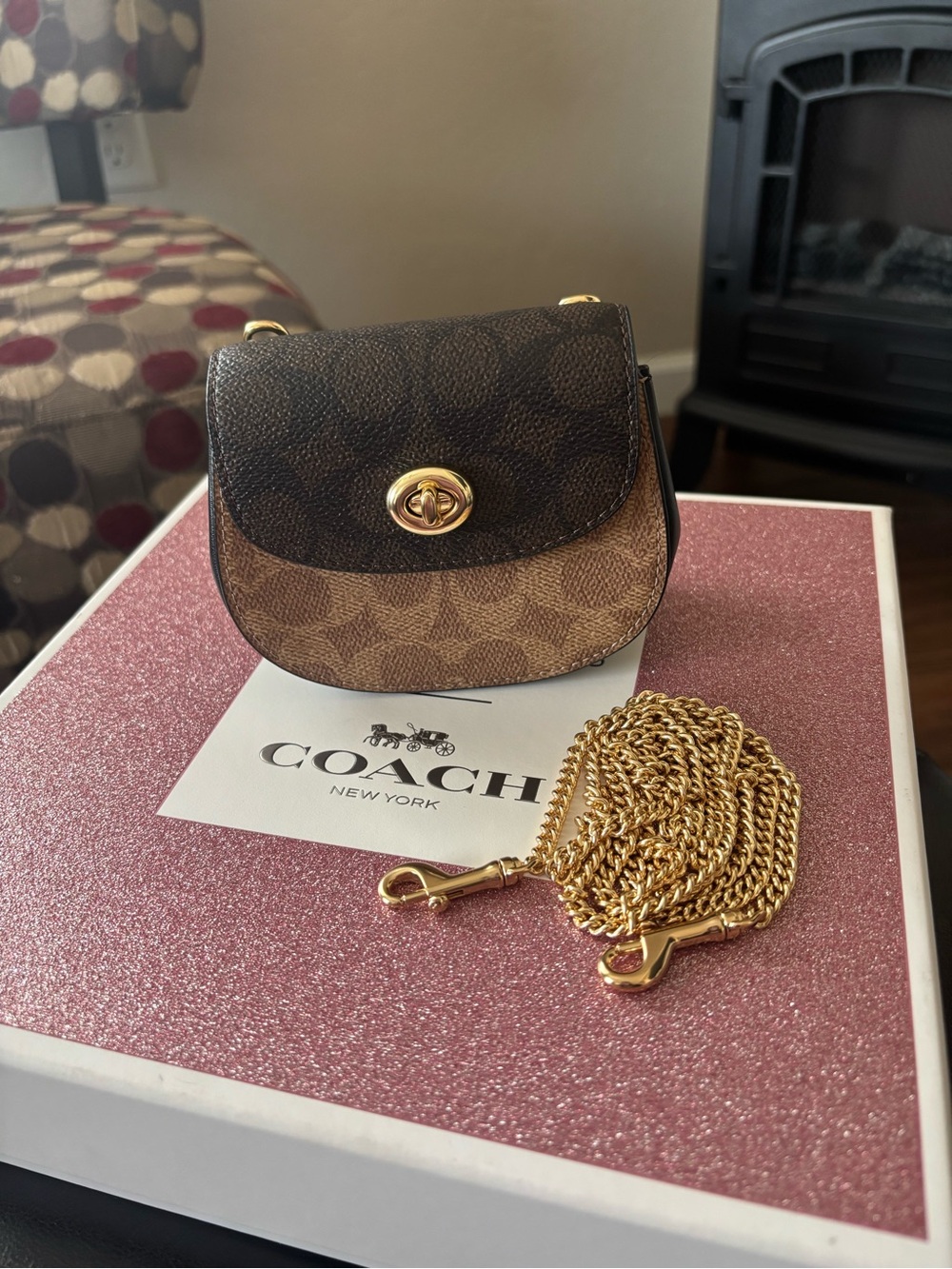 Coach Two-Tone Signature Mini Saddle Crossbody Bag - Brown/Black